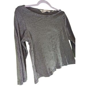 Victoria's Secret Grey/Black Striped Long Sleeve Comfy Top Women's Shirt Size L